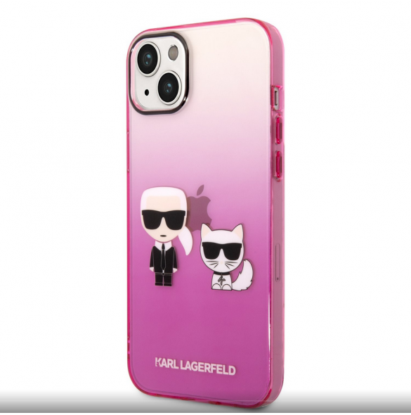 Karl Lagerfeld Gradient Karl och Choupette Fodral till iPhone 14 Plus Rosa