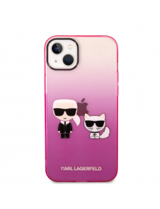 Karl Lagerfeld Gradient Karl och Choupette Fodral till iPhone 14 Plus Rosa
