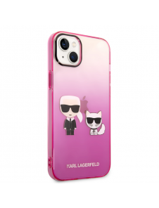 Karl Lagerfeld Gradient Karl och Choupette Fodral till iPhone 14 Plus Rosa