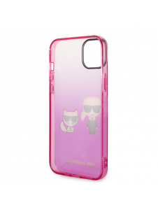 Karl Lagerfeld Gradient Karl och Choupette Fodral till iPhone 14 Plus Rosa