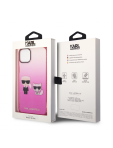 Karl Lagerfeld Gradient Karl och Choupette Fodral till iPhone 14 Plus Rosa