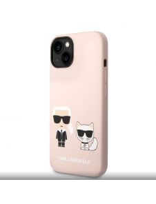 Karl Lagerfeld och Choupette flytande silikonfodral till iPhone 14 Plus Rosa