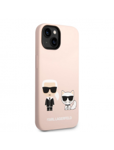 Karl Lagerfeld och Choupette flytande silikonfodral till iPhone 14 Plus Rosa
