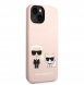 Karl Lagerfeld och Choupette flytande silikonfodral till iPhone 14 Plus Rosa