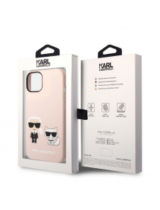 Karl Lagerfeld och Choupette flytande silikonfodral till iPhone 14 Plus Rosa
