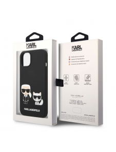 Karl Lagerfeld och Choupette flytande silikonfodral till iPhone 14 Plus Svart