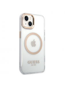 Guess Transparent MagSafe-kompatibelt fodral för iPhone 14 Plus Gold