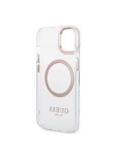Guess Transparent MagSafe-kompatibelt fodral för iPhone 14 Plus Gold