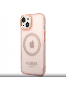 Guess Translucent MagSafe-kompatibelt fodral till iPhone 14 Plus Pink