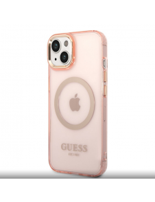 Guess Translucent MagSafe-kompatibelt fodral till iPhone 14 Plus Pink