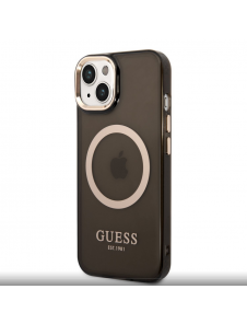 Guess Translucent MagSafe-kompatibelt fodral för iPhone 14 Plus Svart