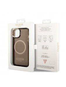 Guess Translucent MagSafe-kompatibelt fodral för iPhone 14 Plus Svart