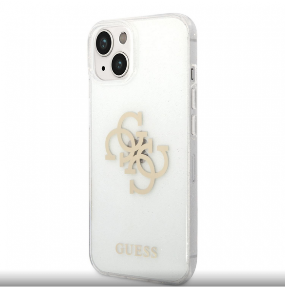 Guess TPU Big 4G Full Glitter Fodral för iPhone 14 Plus Transparent