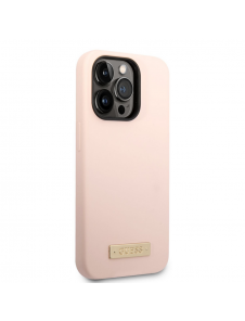 Guess Silicone Metal Logo MagSafe-kompatibelt fodral för iPhone 14 Pro Pink