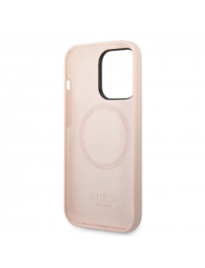 Guess Silicone Metal Logo MagSafe-kompatibelt fodral för iPhone 14 Pro Pink
