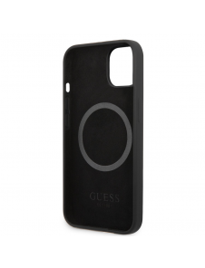 Guess Silicone Metal Logo MagSafe-kompatibelt fodral för iPhone 13 Svart