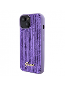 Guess Sequin Script Logofodral för iPhone 15 Plus Lila