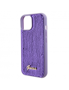 Guess Sequin Script Logofodral för iPhone 15 Plus Lila