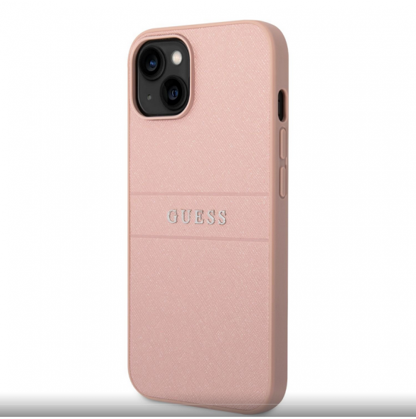 Guess PU Läder Saffiano-fodral till iPhone 14 Plus Rosa