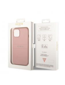 Guess PU Läder Saffiano-fodral till iPhone 14 Plus Rosa