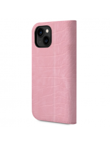 Guess PU Croco med Metal Camera Outline Bokfodral för iPhone 14 Plus Rosa