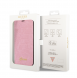 Guess PU Croco med Metal Camera Outline Bokfodral för iPhone 14 Plus Rosa