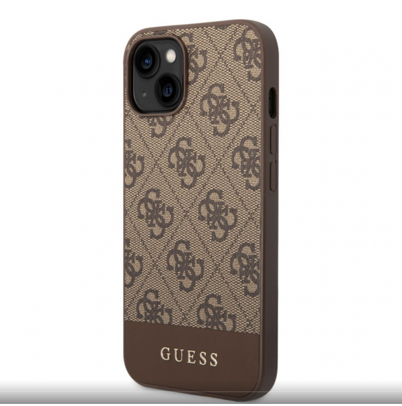 Guess PU 4G Stripe-fodral till iPhone 14 Plus Brun
