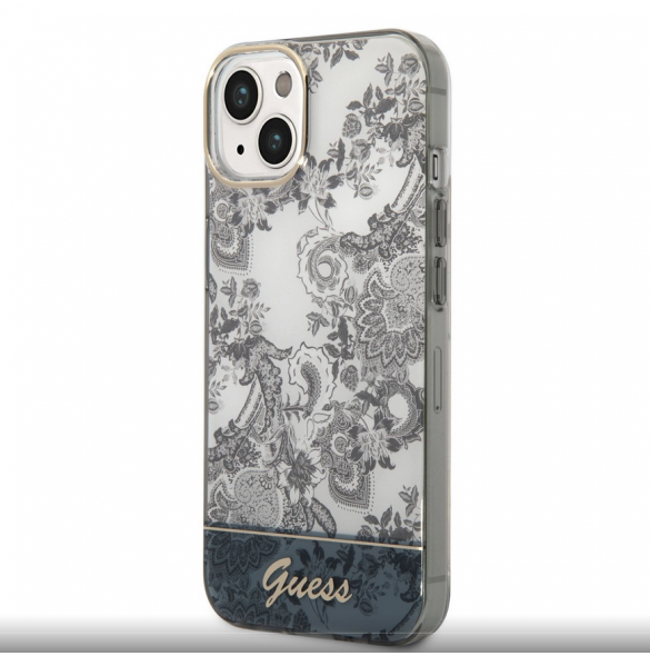 Guess PC/TPU Toile De Jouy-fodral till iPhone 14 Plus Grå