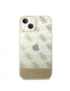 Guess PC/TPU Peony Glitter Script Logofodral för iPhone 14 Plus Gold