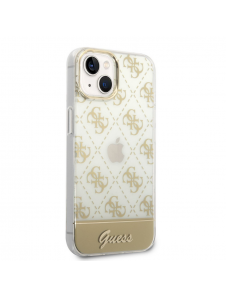 Guess PC/TPU Peony Glitter Script Logofodral för iPhone 14 Plus Gold