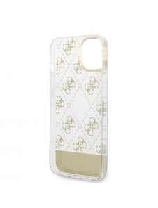 Guess PC/TPU Peony Glitter Script Logofodral för iPhone 14 Plus Gold