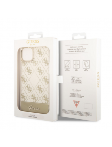 Guess PC/TPU Peony Glitter Script Logofodral för iPhone 14 Plus Gold