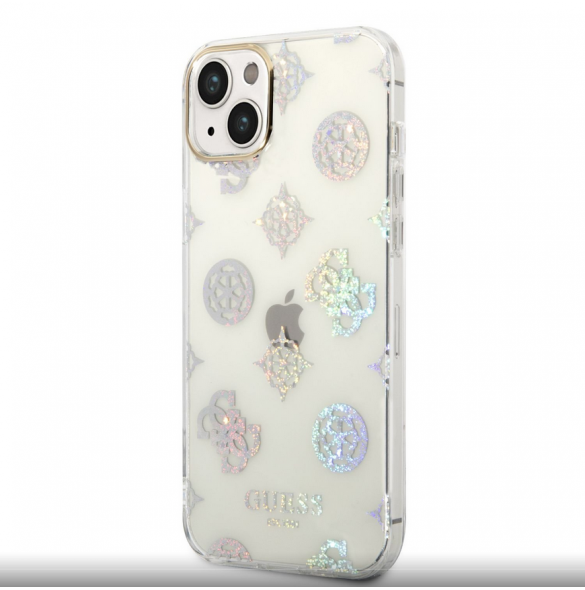 Guess PC/TPU Peony Glitter-fodral till iPhone 14 Plus White