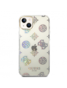 Guess PC/TPU Peony Glitter-fodral till iPhone 14 Plus White