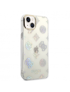 Guess PC/TPU Peony Glitter-fodral till iPhone 14 Plus White