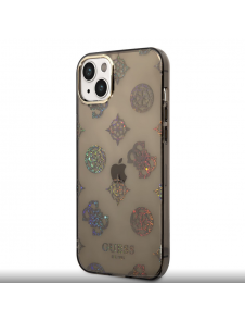 Guess PC/TPU Peony Glitter-fodral för iPhone 14 Plus Svart