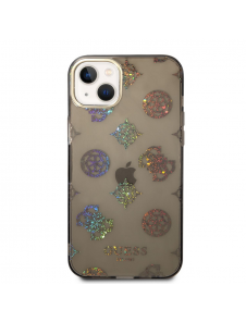 Guess PC/TPU Peony Glitter-fodral för iPhone 14 Plus Svart