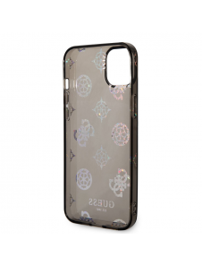 Guess PC/TPU Peony Glitter-fodral för iPhone 14 Plus Svart