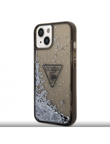 Guess PC/TPU Liquid Glitter Triangle Logo-fodral för iPhone 14 Plus Svart