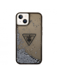 Guess PC/TPU Liquid Glitter Triangle Logo-fodral för iPhone 14 Plus Svart