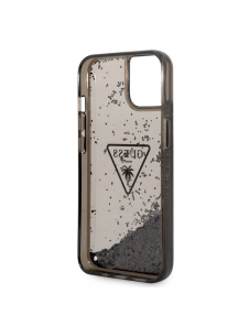 Guess PC/TPU Liquid Glitter Triangle Logo-fodral för iPhone 14 Plus Svart