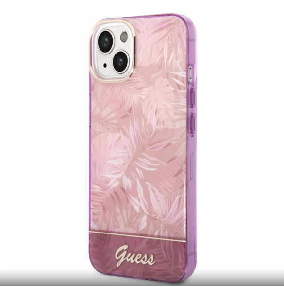 Guess PC/TPU Jungle Case för iPhone 14 Plus Pink