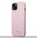 Guess PC/TPU Glitter Flakes metalllogofodral för iPhone 14 Plus Rosa