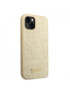 Guess PC/TPU Glitter Flakes metalllogofodral för iPhone 14 Plus Gold