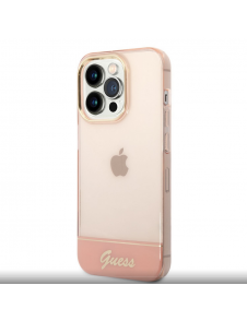 Guess PC/TPU Camera Outline Translucent Fodral för iPhone 14 Pro Max Rosa