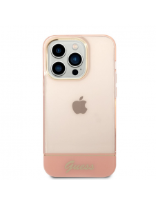 Guess PC/TPU Camera Outline Translucent Fodral för iPhone 14 Pro Max Rosa