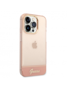 Guess PC/TPU Camera Outline Translucent Fodral för iPhone 14 Pro Max Rosa