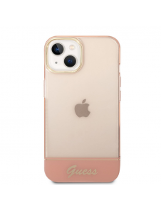 Guess PC/TPU Camera Outline Translucent Fodral för iPhone 14 Plus Rosa