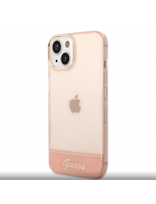 Guess PC/TPU Camera Outline Translucent Fodral för iPhone 14 Plus Rosa