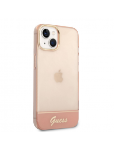 Guess PC/TPU Camera Outline Translucent Fodral för iPhone 14 Plus Rosa